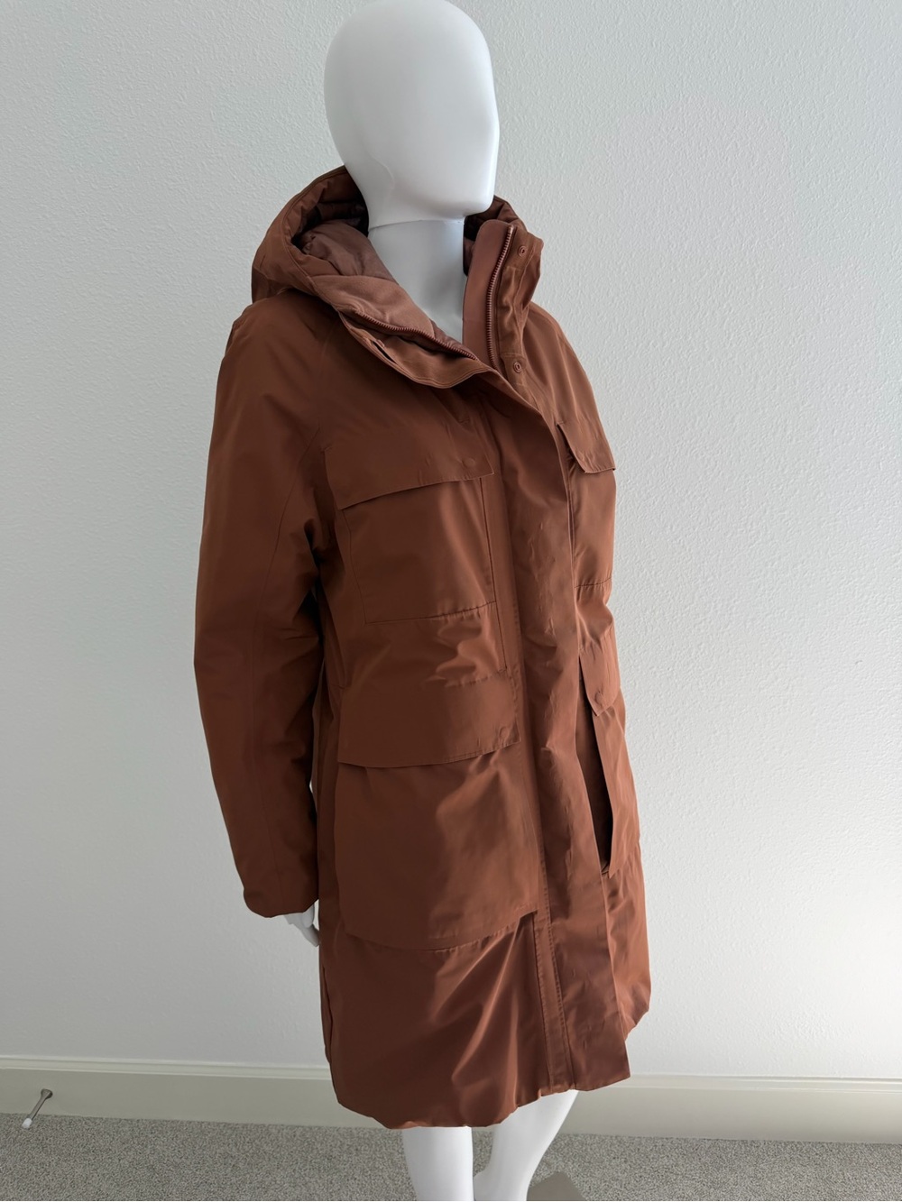 CALIA by Carrie Underwood Copper Rust Hooded Long Puffer Coat - Picture 2 of 11